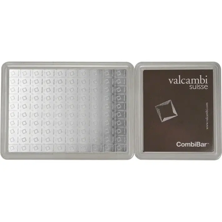 100 gram Silver Bar - Valcambi 100x1 Gram Silver CombiBar with Assay Card #1