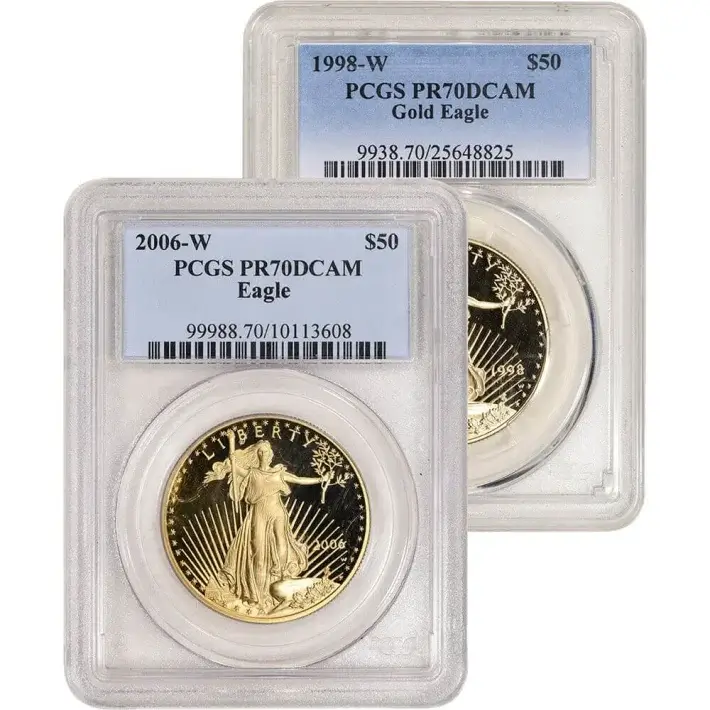 American Gold Eagle Coin Proof 1 oz $50 - PCGS PR70 Random Date and Label #1