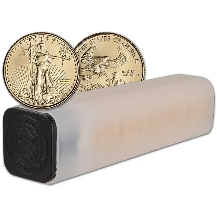American Gold Eagle 1/10 oz $5 - Random Date - 1 Roll - 50 BU Coins in Mint Tube #1