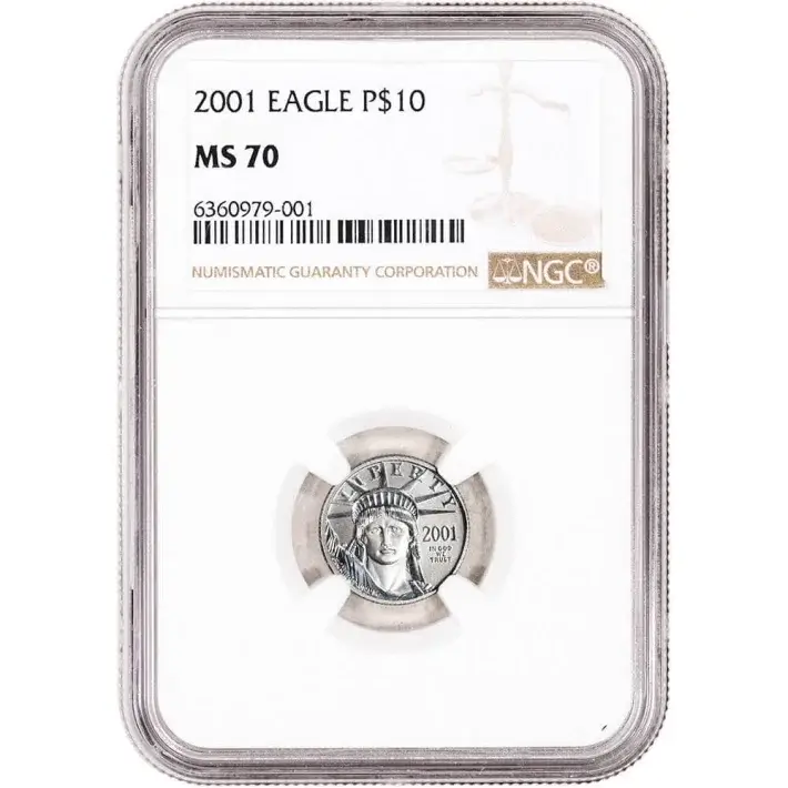 American Platinum Eagle 1/10 oz $10 - NGC MS70 Random Date and Label #1