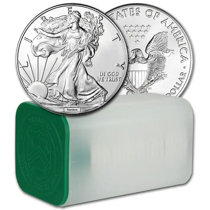 Random Date American Silver Eagle (1 oz) $1 - 1 Roll of 20 BU Coins in Mint Tube #1