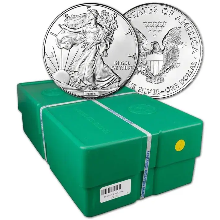 Random Date American Silver Eagle 1 oz $1 - 500 BU Coins in Sealed Monster Box #1