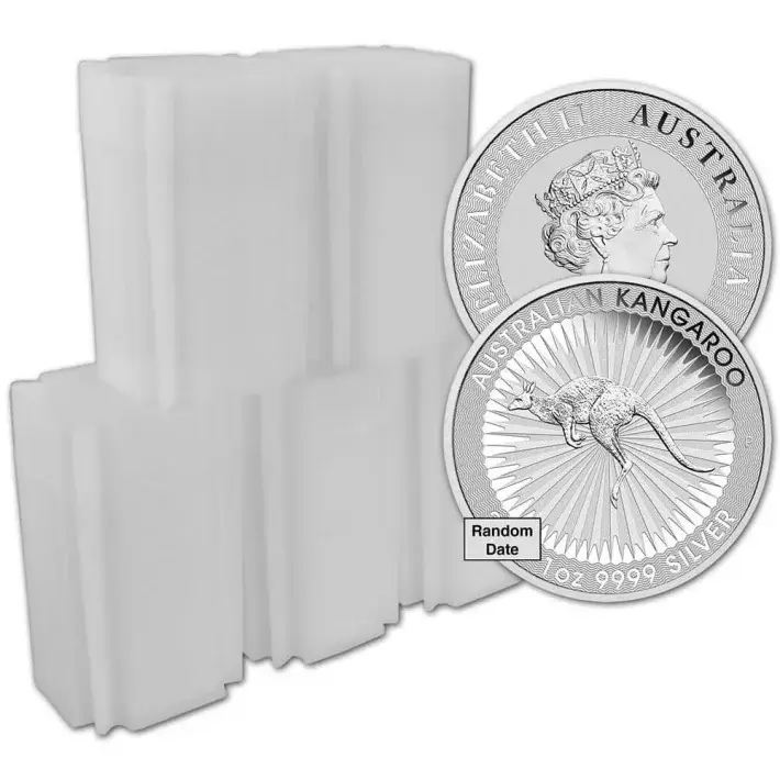 Australia Silver Kangaroo 1 oz $1 - Random Date - 100 BU Coins in 5 Tubes #1