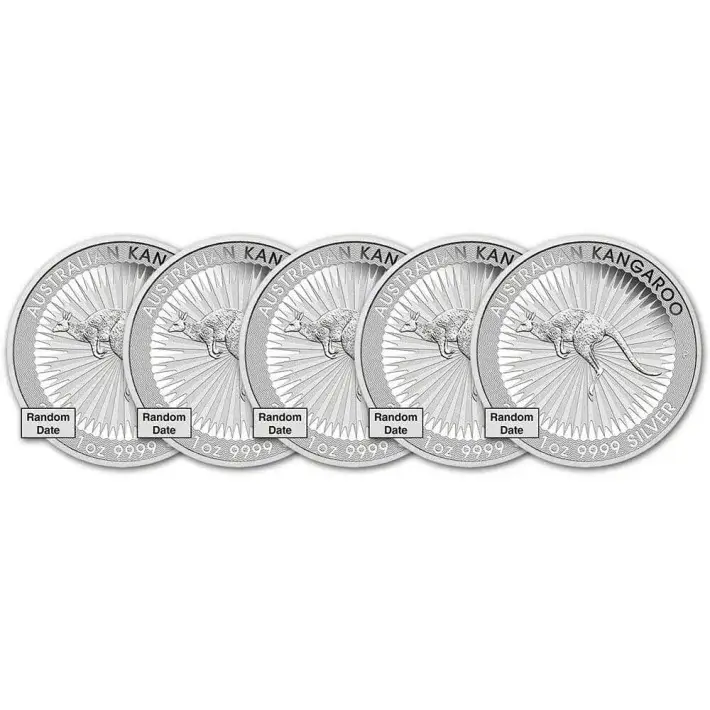 Australia Silver Kangaroo 1 oz $1 BU - Five 5 Coins Random Date #1