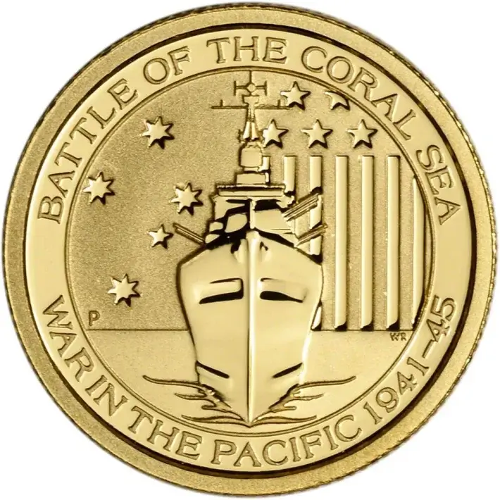 Australia Gold War in the Pacific Battle Coral Sea 1/10 oz $15 BU - Random Date #1