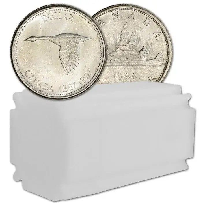 Canada Silver Dollar $1 - 0.6 oz - Roll of 20 BU Coins in Tube - Random Date #1