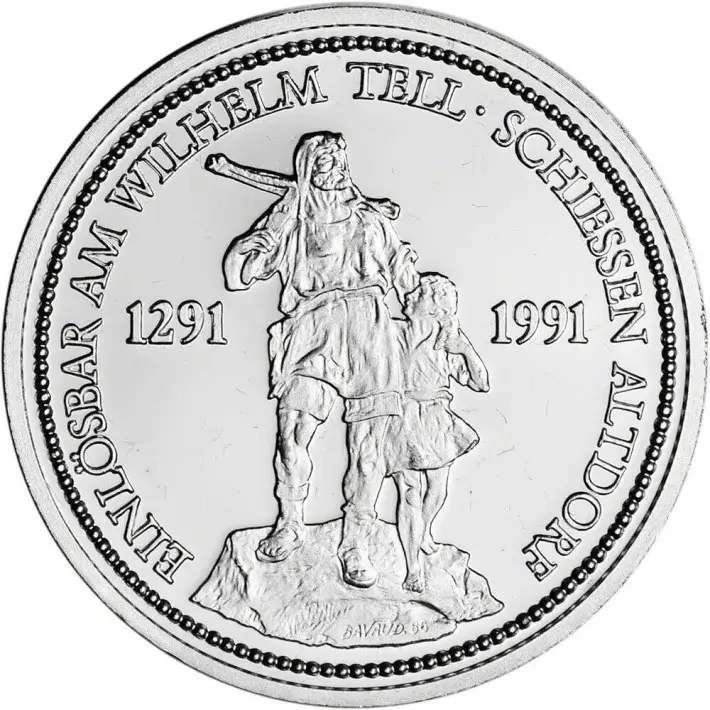 Switzerland Platinum 1 oz William Tell Swiss Shooting Thaler BU/PF - Random Date #1