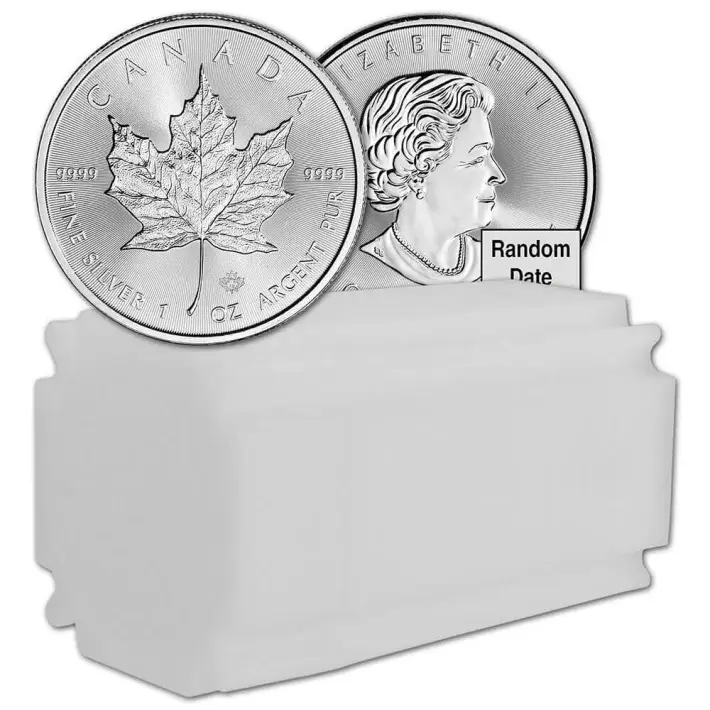 Canada Silver Maple Leaf 1 oz $5 - Random Date - BU Tube of 20 Coins #1