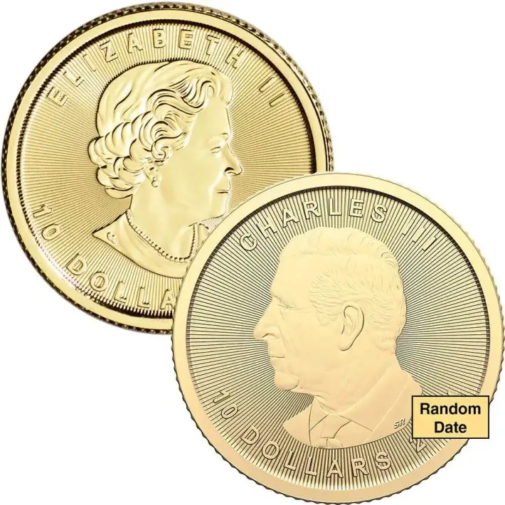 Canada Gold Maple Leaf 1/4 oz $10 BU .9999 Fine Random Date Mint Sealed Plastic #3