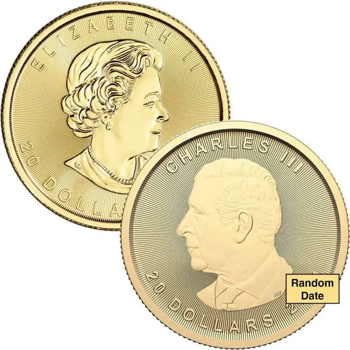 Canada Gold Maple Leaf 1/2 oz $20 BU .9999 Fine Random Date Mint Sealed Plastic #3