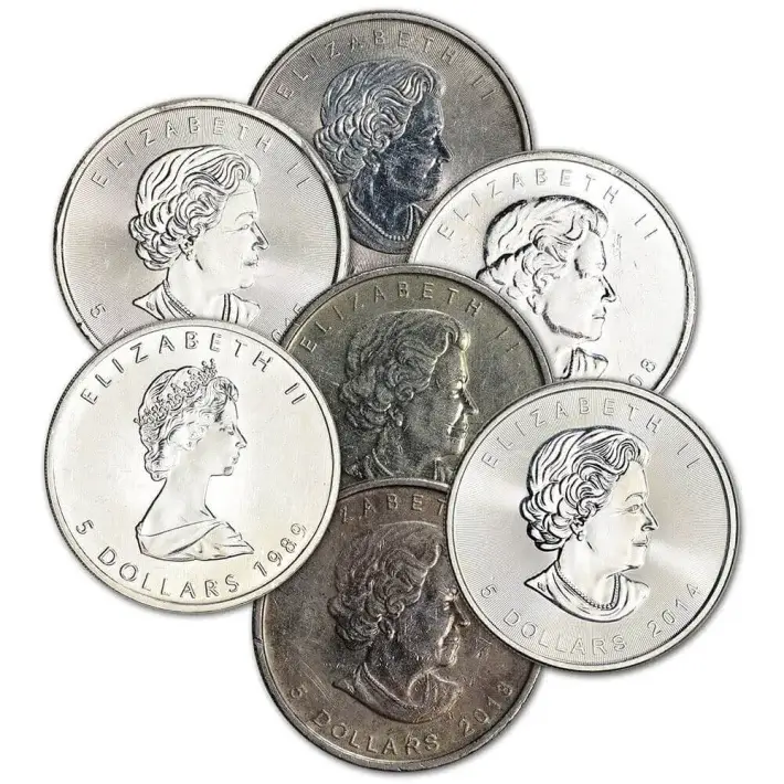 Canada Silver Maple Leaf 1 oz $5 - Random Date - Impaired #1