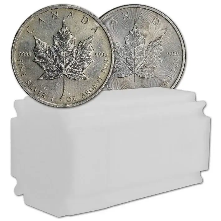 Canada Silver Maple Leaf 1 oz $5 Impaired - Random Date - Tube of 20 Coins #1