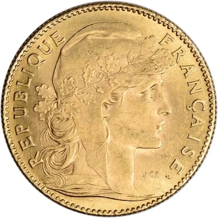 France Gold 10 Francs (.0933 oz) - Rooster - Avg Circ - Random Date #1