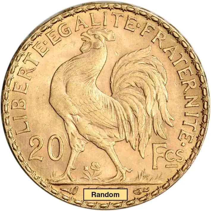 France Gold 20 Francs (.1867 oz) - Rooster - XF/AU - Random Date #2