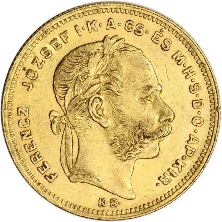 Hungary Gold 8 Forint 20 Francs .1867 oz Franz Joseph I Average Circ Random Date #1