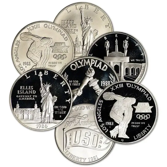 TEN (10) US Silver $1 Commemorative Coins in Capules .7734 oz Random Date #1