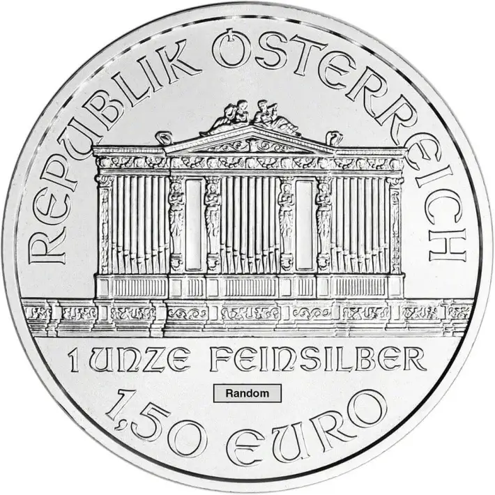 Austria Silver Philharmonic 1 oz 1.5 Euro - Random Date 100 BU Coins in 5 Tubes #2