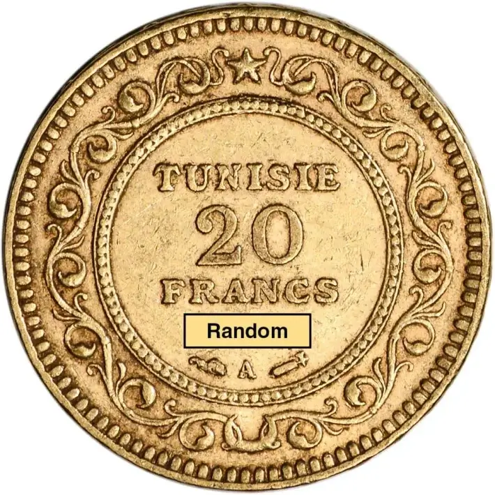 Tunisia Gold 20 Francs .1867 oz - Average Circulated - Random Date #2