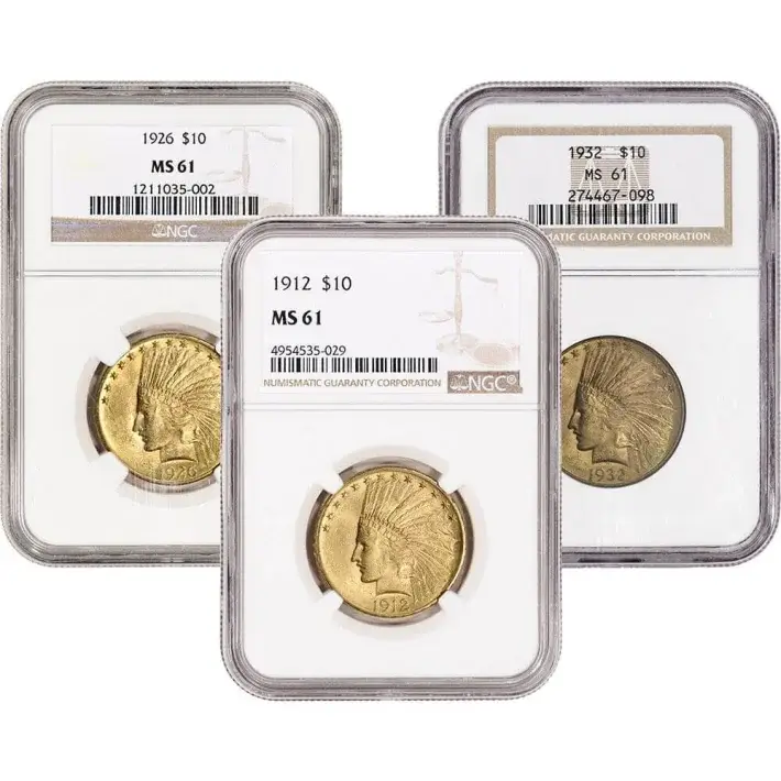 US Gold $10 Indian Head Eagle - NGC MS61 - Random Date and Label #1