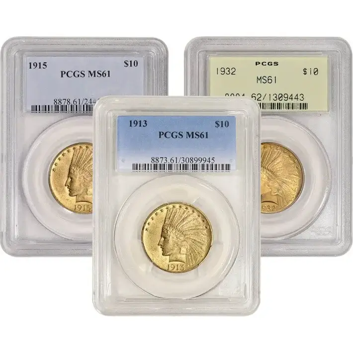 US Gold $10 Indian Head Eagle - PCGS MS61 - Random Date and Label #1