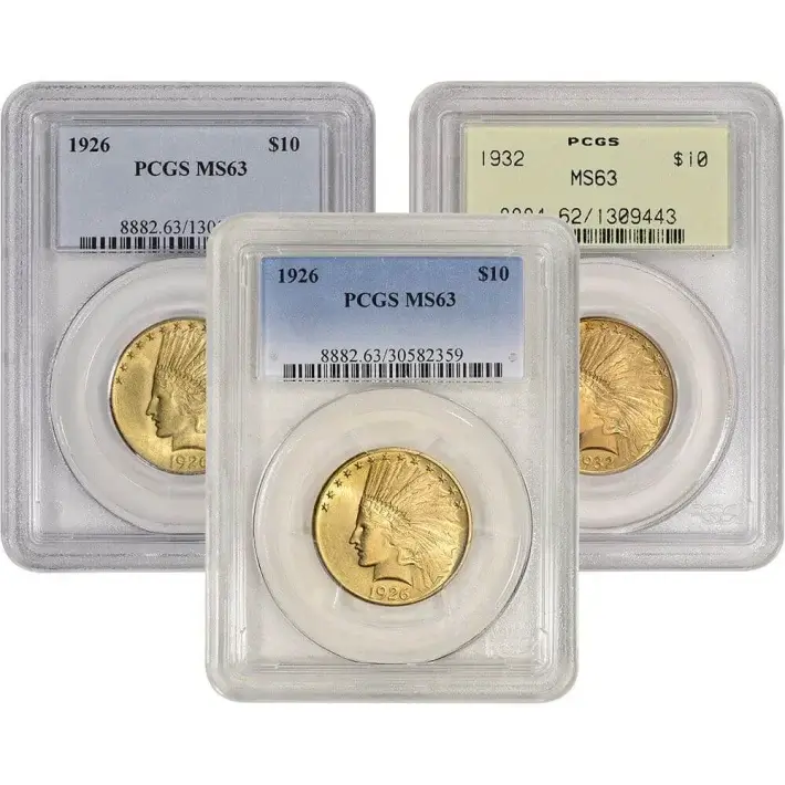 US Gold $10 Indian Head Eagle - PCGS MS63 - Random Date and Label #1