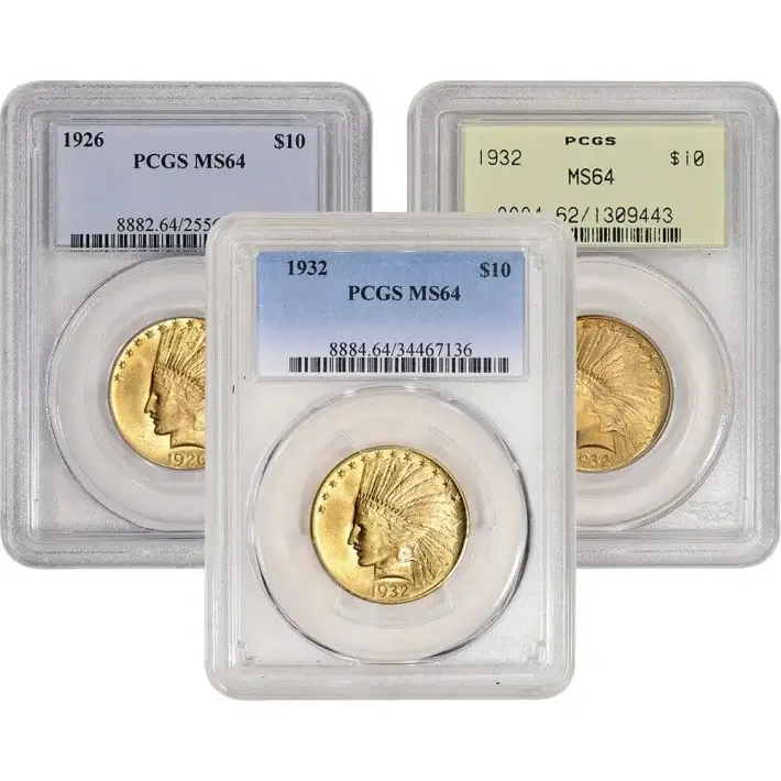 US Gold $10 Indian Head Eagle - PCGS MS64 - Random Date and Label #1