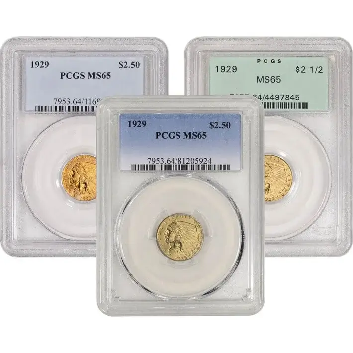 US Gold $2.50 Indian Head Quarter Eagle - PCGS MS65 - Random Date and Label #1