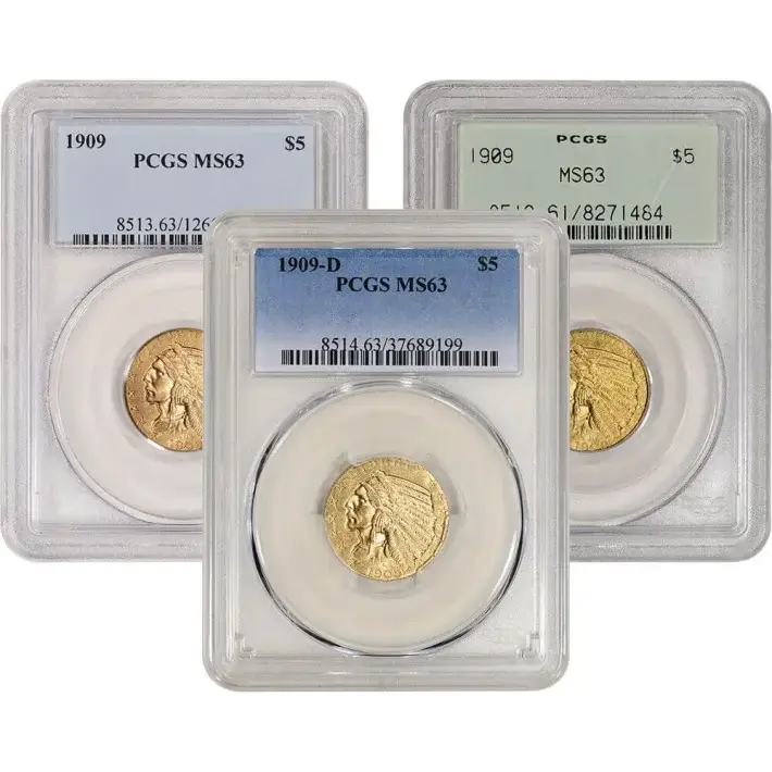 US Gold $5 Indian Head Half Eagle - PCGS MS63 - Random Date and Label #1