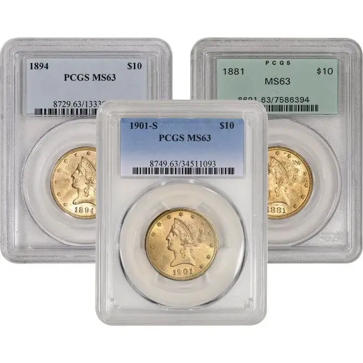 US Gold $10 Liberty Head Eagle - PCGS MS63 - Random Date and Label #1