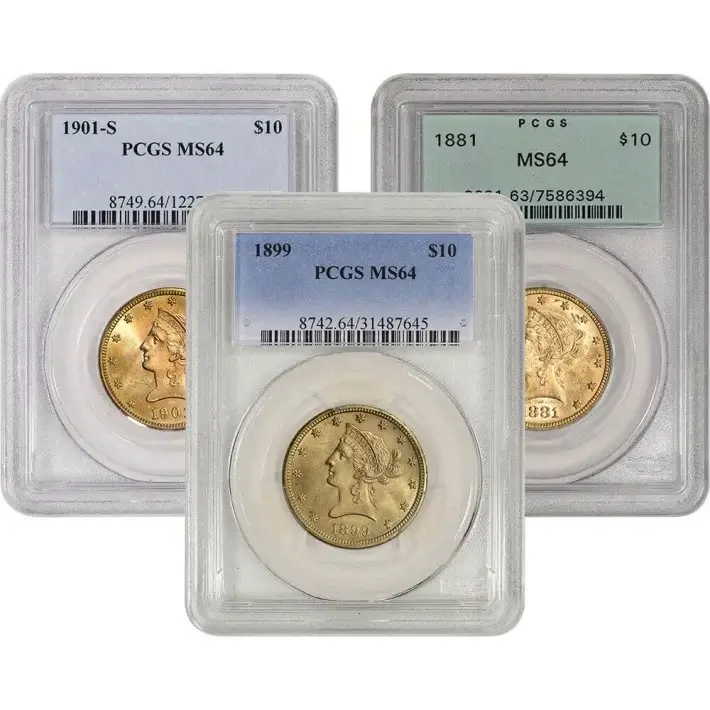 US Gold $10 Liberty Head Eagle - PCGS MS64 - Random Date and Label #1