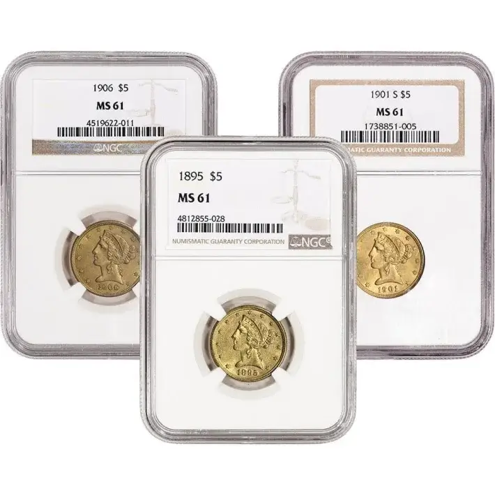 US Gold $5 Liberty Head Eagle - NGC MS61 - Random Date and Label #1
