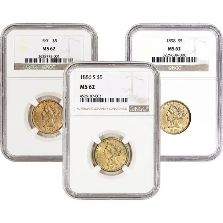 US Gold $5 Liberty Head Eagle - NGC MS62 - Random Date and Label #1