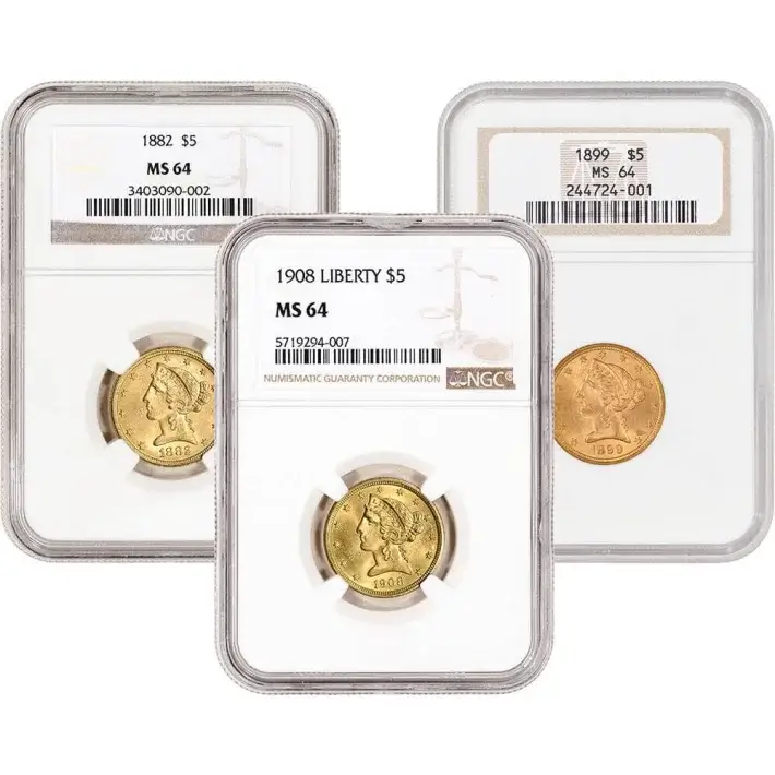 US Gold $5 Liberty Head Eagle - NGC MS64 - Random Date and Label #1