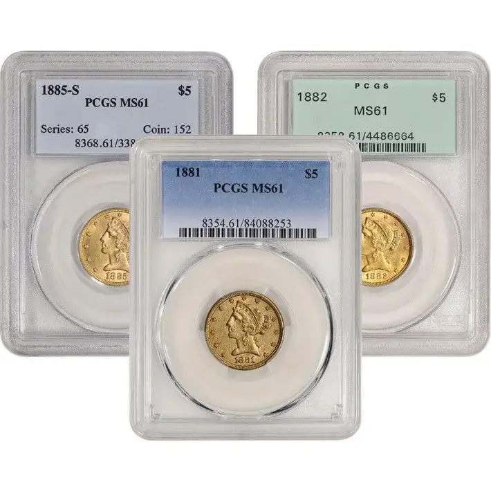US Gold $5 Liberty Head Eagle - PCGS MS61 - Random Date and Label #1