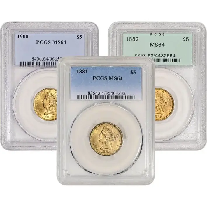 US Gold $5 Liberty Head Eagle - PCGS MS64 - Random Date and Label #1