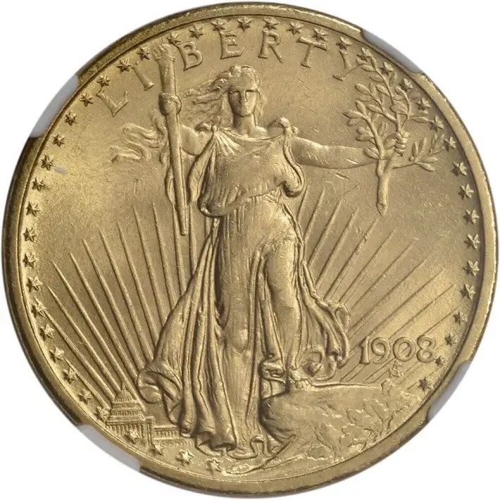 US Gold $20 Saint-Gaudens Double Eagle - NGC MS64 - 1908 No Motto #4
