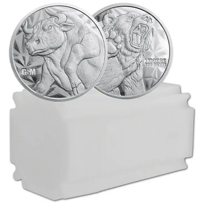1 oz. Golden State Mint Silver Round Bull/Bear .999 Fine - Tube of 20 #1