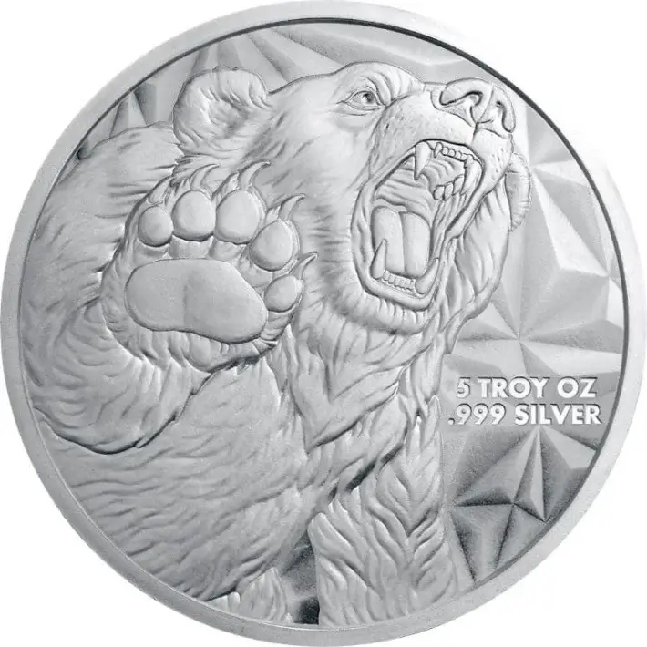 5 oz. Golden State Mint Silver Round Bull/Bear .999 Fine #3