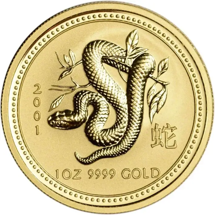2001 Australia Gold Lunar Series I Year of the Snake 1 oz $100 - BU #1