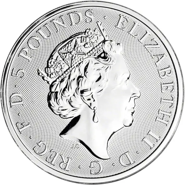 2019 Great Britain Silver Queen's Beasts Falcon £5 - 2 oz - 10 Coins in Tube #2