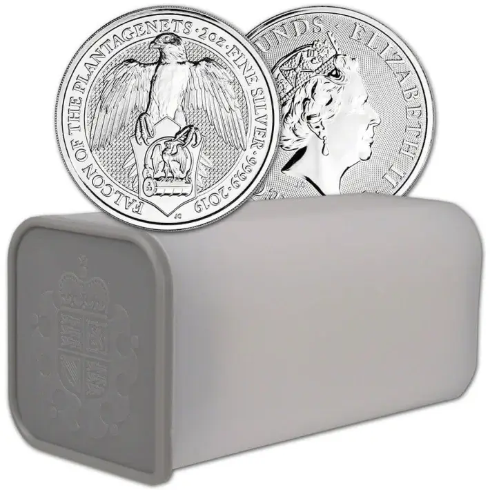 2019 Great Britain Silver Queen's Beasts Falcon £5 - 2 oz - 10 Coins in Tube #1