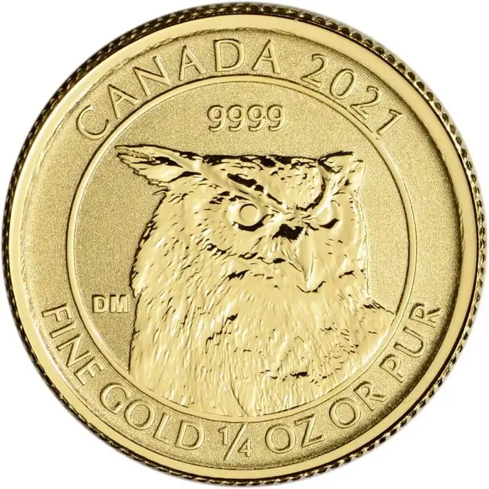 2021 Canada Gold Great Horned Owl 1/4 oz $10 - Reverse Proof #1