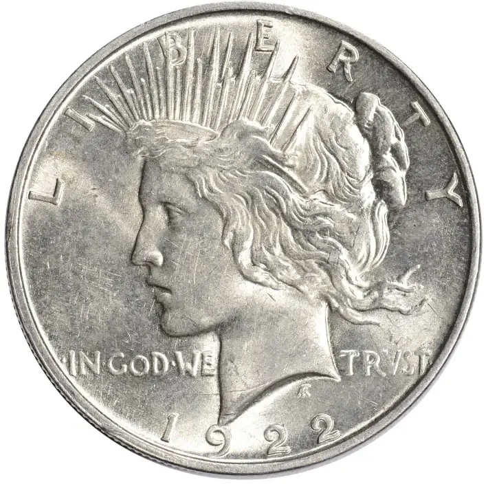 1922 S US Peace Silver Dollar $1 - AU - Roll of 20 Coins #3