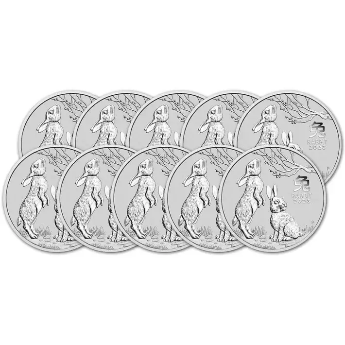 2023 P Australia Silver Lunar Year of the Rabbit 1/2 oz 50C - BU - Ten 10 Coins #1