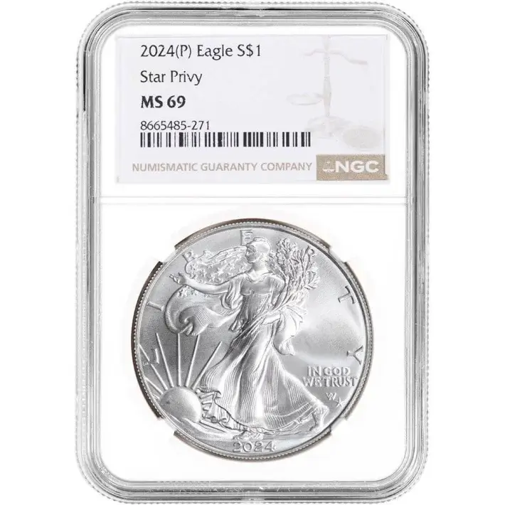 2024 (P) American Silver Eagle Star Privy 1 oz $1 - NGC MS69 #1